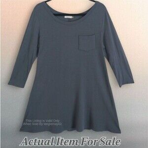 Chalet Blue Grey Jersey Knit A Line T Shirt Casual Tunic Dress Womens Medium EUC